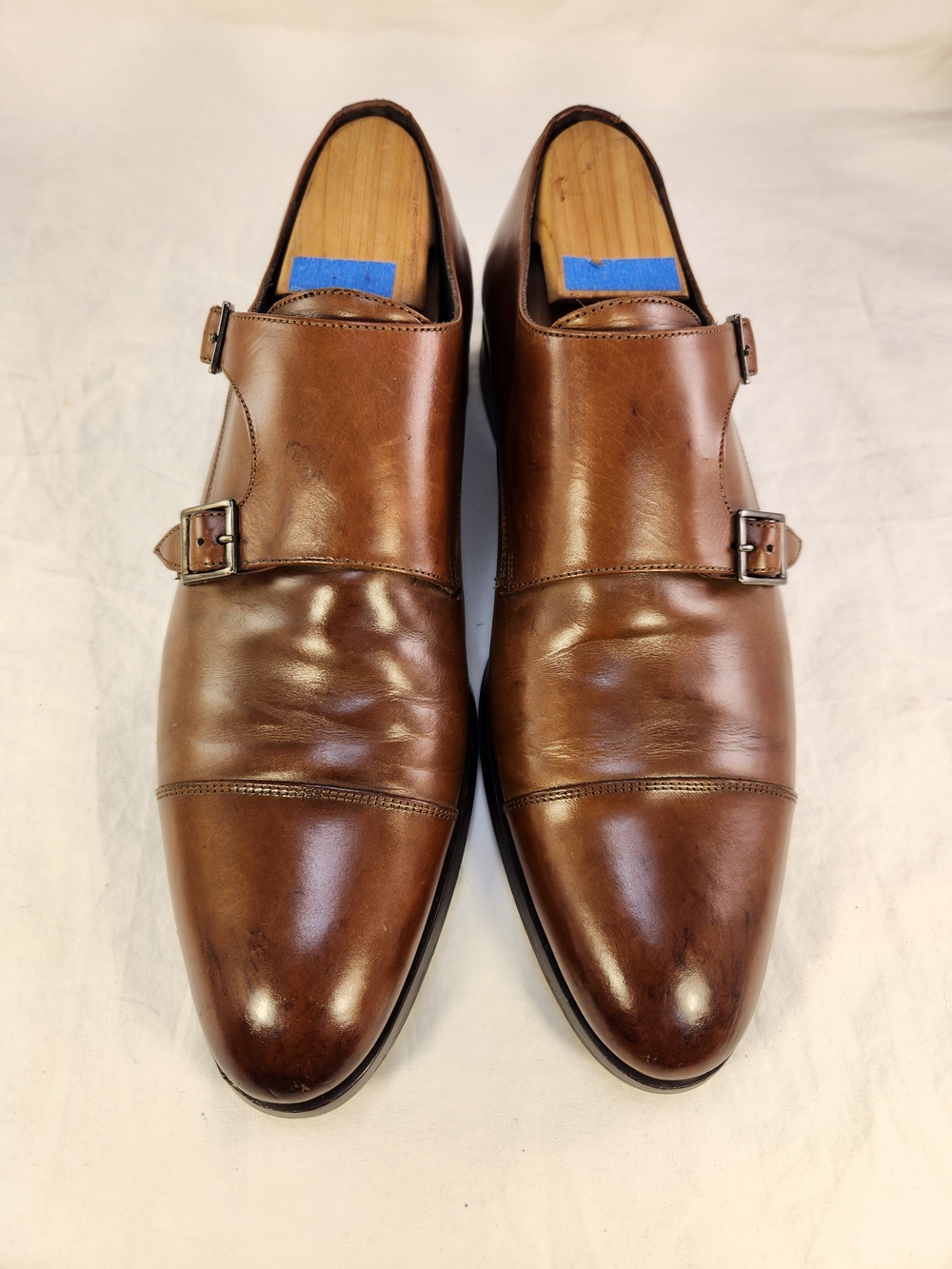 TO BOOT NEW YORK ADAM DERRICK DOUBLE MONK STRAPS MEN SHOES BROWN CAPTOE SZ 8.5